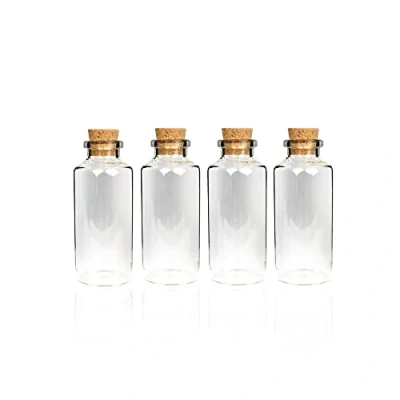 Afbeelding van Bestlivings Set van 8 mini glazen flessen met kurksluiting, 10 ml, kleine om te vullen, reageerbuis glas voor bruiloft, potjes dragees