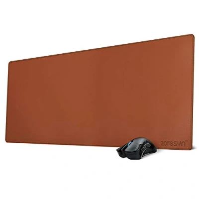 Afbeelding van ZORESYN Grote XL muismat (90 x 40 cm) gaming van kunstleer Antislip en waterdichte basis voor bureautoetsenbord (lichtbruin, XL)