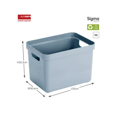 Afbeelding van Sunware Sigma home opbergbox 18L blauw 35 x 24,6 24,3 cm
