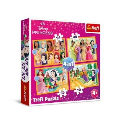 Afbeelding van Trefl Disney, fantastische verhalen 4 in 1 puzzel, puzzels, van 35 tot 70 stukjes verschillende moeilijkheidsgraden, voor kinderen vanaf jaar