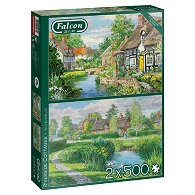 Afbeelding van Falcon puzzel Riverside Cottages Legpuzzel 2 x 500 stukjes