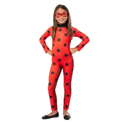 Afbeelding van Funidelia Ladybug kostuum voor meisjes, cartoon, Ladybug, Miraculous kinderkostuum en accessoires Halloween, carnaval feesten. Maat 7 9 jaar Rood