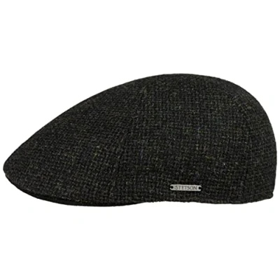 Afbeelding van STETSON Kent Cap met oordopjes voor heren, gemaakt in de EU, platte wol, Gavroche vizier, oorkussens, voering, herfst winter, zwart.