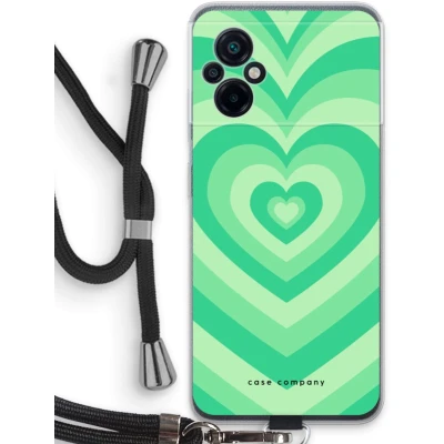 Afbeelding van Case Company® hoesje met Koord geschikt voor Xiaomi Poco M5 Hart Groen Telefoonhoesje Zwart Bescherming aan alle Kanten en Over de Schermrand