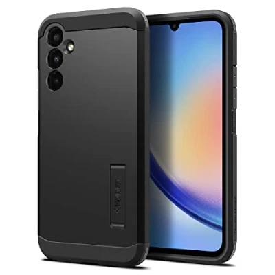 Afbeelding van Spigen Tough Armor Hoesje Geschikt voor Samsung Galaxy A34 Back Cover met Kickstand Zwart
