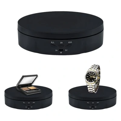 Afbeelding van Mcbazel 360 Degree Rotary Stand for Photography Electric Turning Plate Motorized in Black, Display Table Presenting Jewelry, Watches, Digital Products 14.5cm/5.7 Inch (Black)