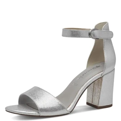 Afbeelding van Tamaris Sandalen met hoge hak, Dames, Maat: 42, Silver Textiel