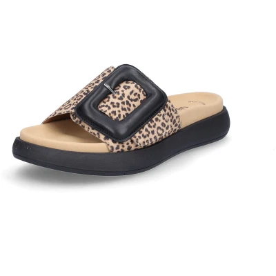 Afbeelding van Gabor Pantoffels, Dames, Maat: 44, Natur/schwarz Veloursleer