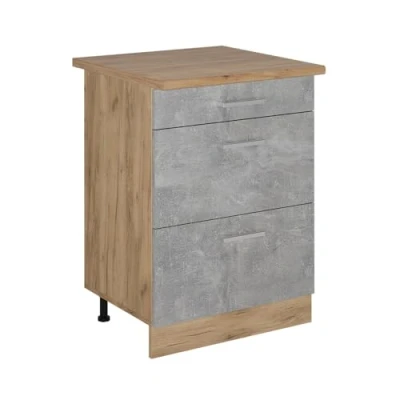 Afbeelding van Vicco Keukenonderkast R Line, Beton/Krachtige Eik goud, 60 cm met laden, WB