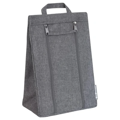 Afbeelding van Bigso Box of Sweden Schoenentas met handvat, polyester stoffen tas ritssluiting, draagtas voor koffer, reistas kast, grijs