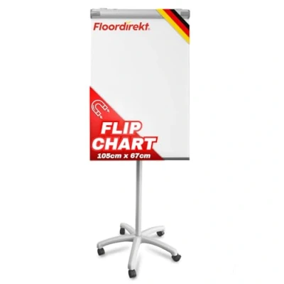 Afbeelding van Floordirekt Bladbord, met standaard op wielen, blokhouder en zijarm, magnetisch beschrijfbaar, vrijstaand in hoogte verstelbaar, whiteboard, legplank