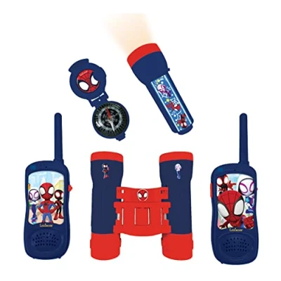 Image de Lexibook Spidey et ses amis extraordinaires Set d’aventurier complet Spiderman, pour enfant, Talkie Walkies 120m, Jumelles, Lampe torche, Boussole, Rouge/Bleu, RPTW11SP
