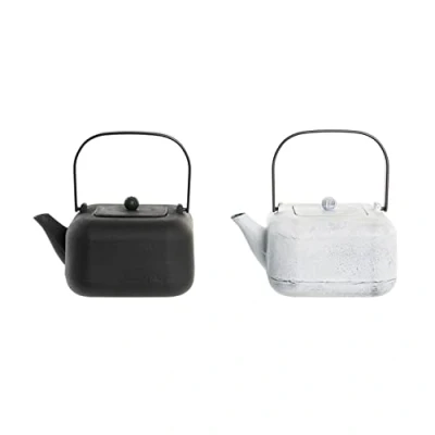 Afbeelding van Theepot DKD Home Decor Zwart Roestvrij staal Wit (1,2 L) (2 Stuks)