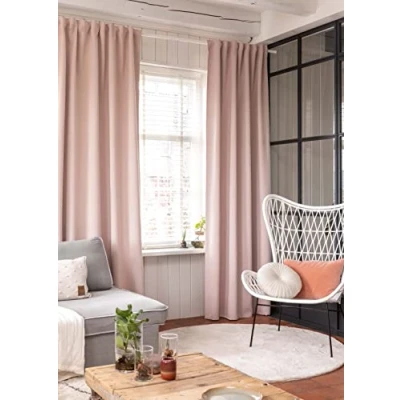 Afbeelding van Elbersdrucke Midnight 14 gordijn roze met verborgen lussen, polyester, 255 x 140 cm