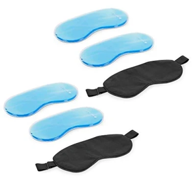Afbeelding van Navaris 2x slaapmasker met gelpads Verkoelend en verwarmend oogmasker Set van 2 maskers 4 kompressen Zwart