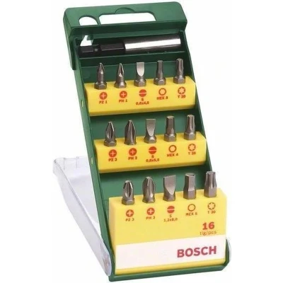 Afbeelding van Bosch Accessories Promoline 2607019453 Bitset 15 delig Plat, Kruiskop Phillips, Pozidriv, Binnen zesrond (TX), Inbus