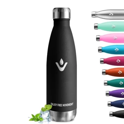 Image de bouteille d&#039;eau 750 ml, en acier inoxydable, thermique, sans BPA, anti fuite, isotherme pour enfants, adulte, camping, gym, école, voyage, activités extérieures