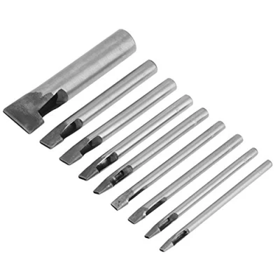 Afbeelding van 9 Stks Ovale Riem Perforator Lederen Holle Cutter Platte Ponsen Tool Snijden 2mm Vorm