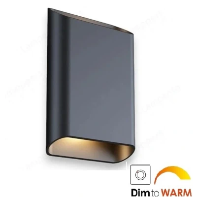 Afbeelding van Wandlamp Diaz L Zwart Dim to Warm 2 x 6Watt IP65