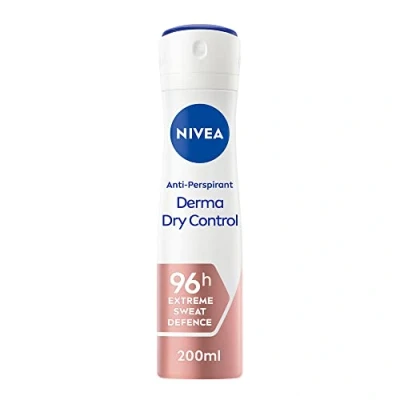 Afbeelding van NIVEA Derma Control 96 h Deospray (1 x 200 ml), zweetafvoerend tegen overmatig zweten, vocht en geuren, klinisch goedgekeurd, deodorant voor dames met gepatenteerde formule