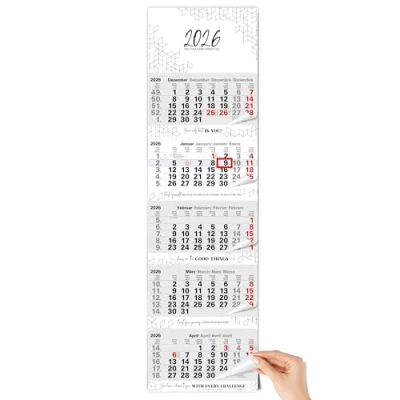 Afbeelding van TOBJA wandkalender 2025, 5 maanden, met schuif en versterkte ophanging, overzichtelijke motiverende spreuken, 33 x 115 cm