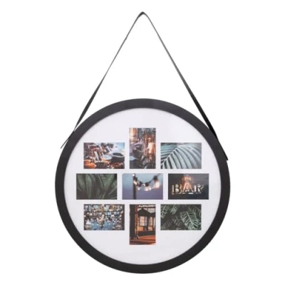 Afbeelding van Atmosphera Collage Fotokader/Fotolijst Aya Ø59cm 9 foto&#039;s Zwart