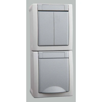 Afbeelding van Panasonic Viko combinatie wandcontactdoos + randaarde met serieschakelaar opbouw spatwaterdicht IP54