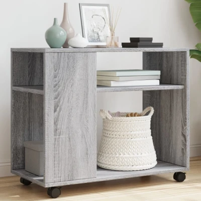 Afbeelding van vidaXL Bijzettafel met wieltjes 70x35x60 cm hout grijs sonoma eiken