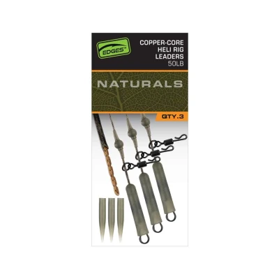 Image de Fox Edges Nat Copper Core Heli Rig Leaders (3 pcs) 50lb