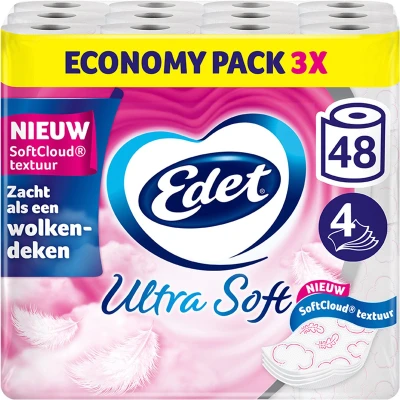 Afbeelding van Edet Ultra Soft Toiletpapier 4 laags 48 rollen 11% extra velletjes voordeelverpakking