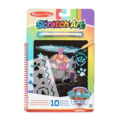 Afbeelding van Melissa &amp; Doug PAW Patrol Scratch Art Pad Activiteitenkrasblok Skye voor onderweg (10 taferelen)