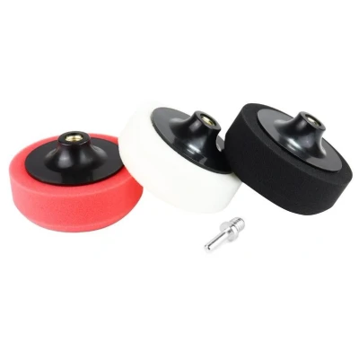 Afbeelding van AMiO Auto Polijst Schuimborstels voor Boormachine (3 stuks) M14 (125mm) Rood Wit Zwart