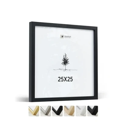 Afbeelding van Heimlich® 1 x zwarte fotolijst 25 cm, documentenlijst grote collage, echt houten fotolijst, vierkante cm