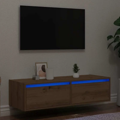 Afbeelding van vidaXL Tv meubel met LED verlichting 100X35,5x25 cm artisanaal eiken