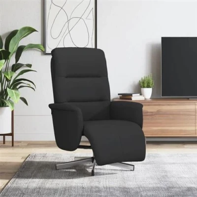 Afbeelding van Fauteuil verstelbaar met voetensteun stof zwart