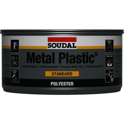 Afbeelding van Soudal polyester plamuur metal plastic 1 kg, blik verharder