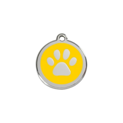 Afbeelding van Paw Print Yellow roestvrijstalen hondenpenning small/klein dia. 2 cm RedDingo