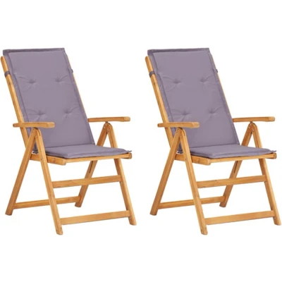 Afbeelding van Tuinstoelen 2 st verstelbaar massief acaciahout bruin