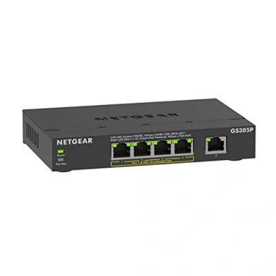 Image de Netgear Switch Gigabit Ethernet Poe+ Unmanaged 5 Port Noir (gs305p 300eus)