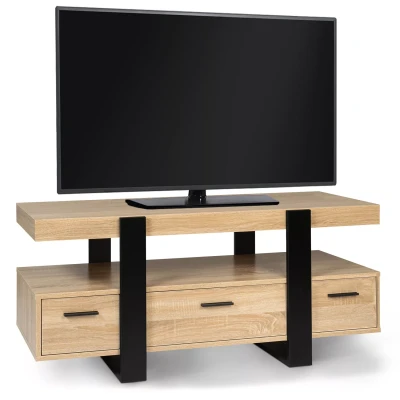 Image de Meuble TV PHOENIX avec tiroirs bois et noir 116 cm