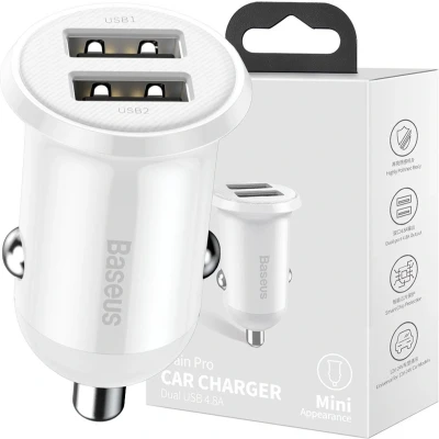 Afbeelding van Baseus Grain Pro Autolader 2x USB 4.8A