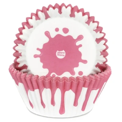 Afbeelding van Cupcake Cups HoM Drip Roze 50x33mm. 50st.