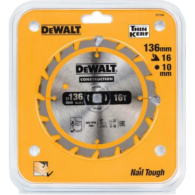Afbeelding van DeWALT Cirkelzaagblad voor Hout Construction Ø 136mm Asgat 10mm 16T DT1946 QZ