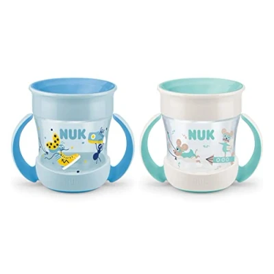 Image de NUK Mini Magic Cup Tasse antifuite Rebord 360 À partir de 6 mois Poignées ergonomiques Sans bisphénol A 160 ml coccinelle (jaune) 2 unités