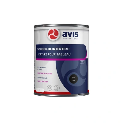 Afbeelding van Avis Aqua Schoolbordenverf Zwart 1 liter Matte verf voor hout binnen (waterbasis)