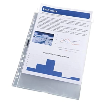 Afbeelding van Exacompta Ref. 31048E blok met 50 geperforeerde hoezen PP glad 5,5/100e Quick Doc A4 universele perforatie 11 gaten formaat voor het afhechten, A4, kleurloos
