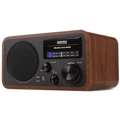 Afbeelding van Daewoo Houten analoge radio AM/FM Retro Transistor ontwerp