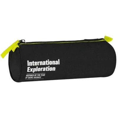 Afbeelding van Explore zwarte etui in de vorm van een tube, met ritssluiting 22x8x8 cm