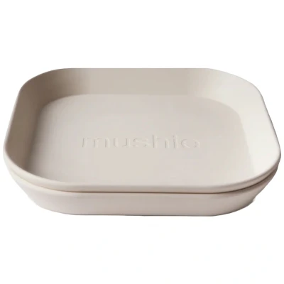 Afbeelding van Mushie kinderborden vierkant ivory 2st