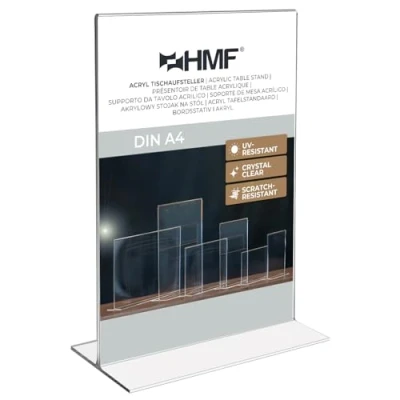 Afbeelding van HMF 46922 Tafelstandaard van acryl, dubbele aankondiging, DIN A4, staand formaat, transparant